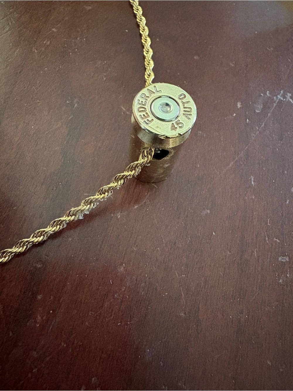 Gold-Tone Bullet Casing Pendant Necklace - Unbranded